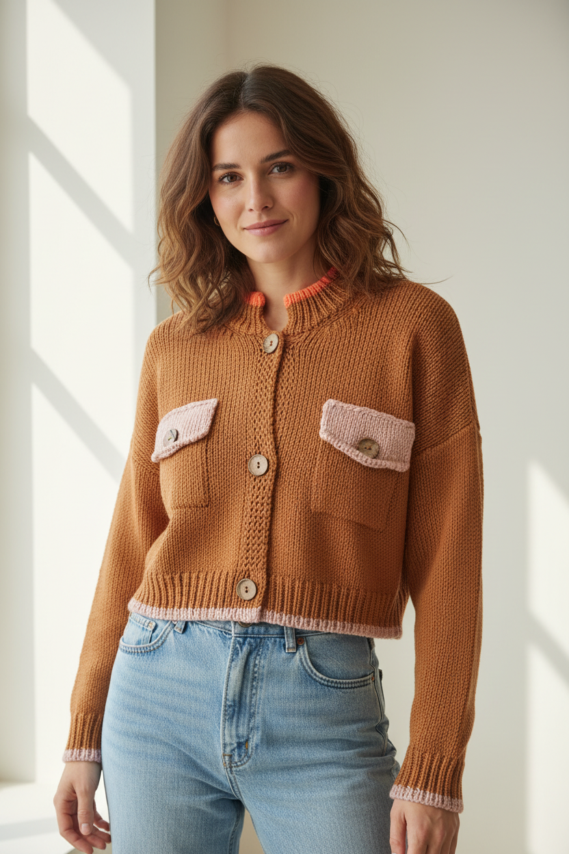 Golfino terracotta con modella