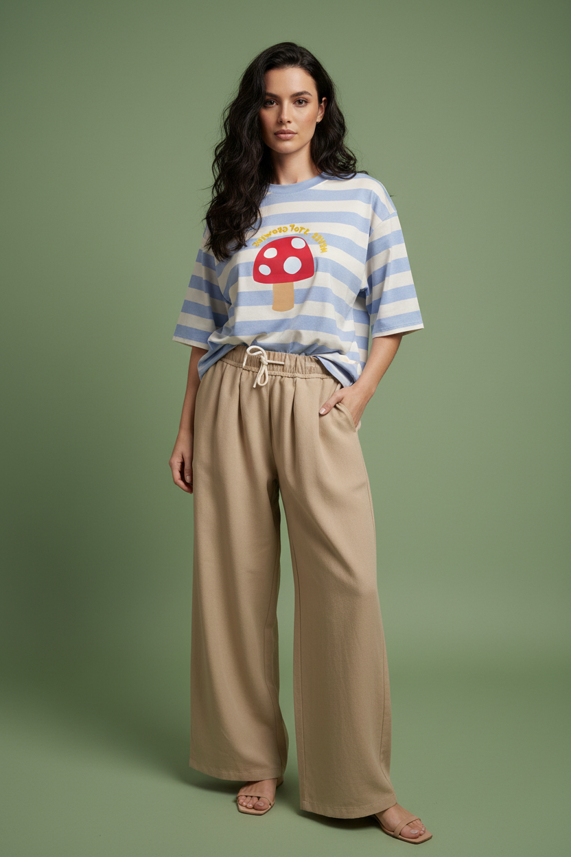 T-shirt funghetto dettaglio sfondo verde salvia